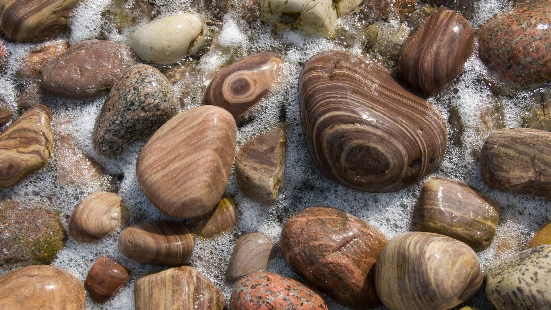 Detalj av klapperstenstrand, Blå Jungfrun nationalpark. 
