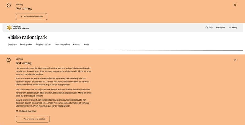 Skärmklipp lokala meddelanden
