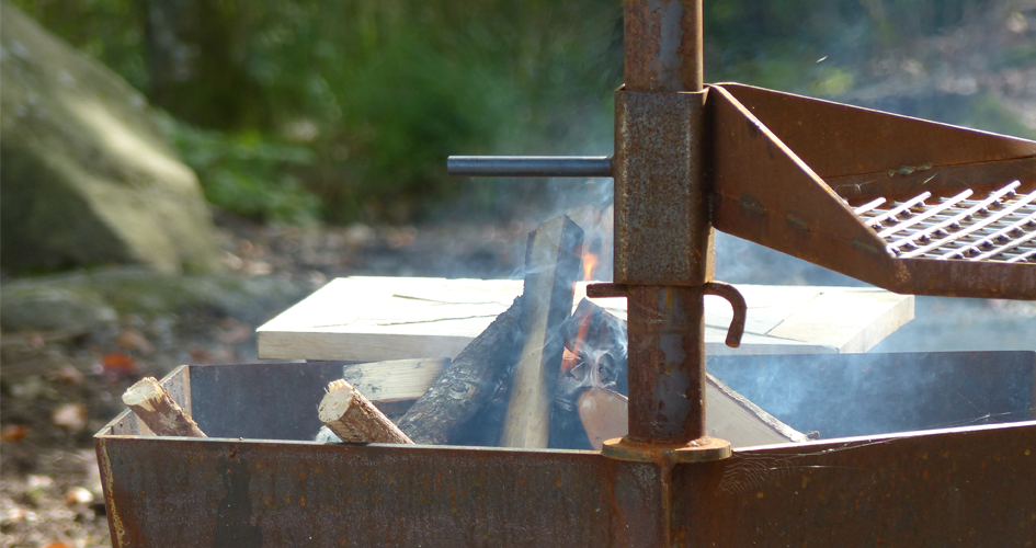 A lighted grill.