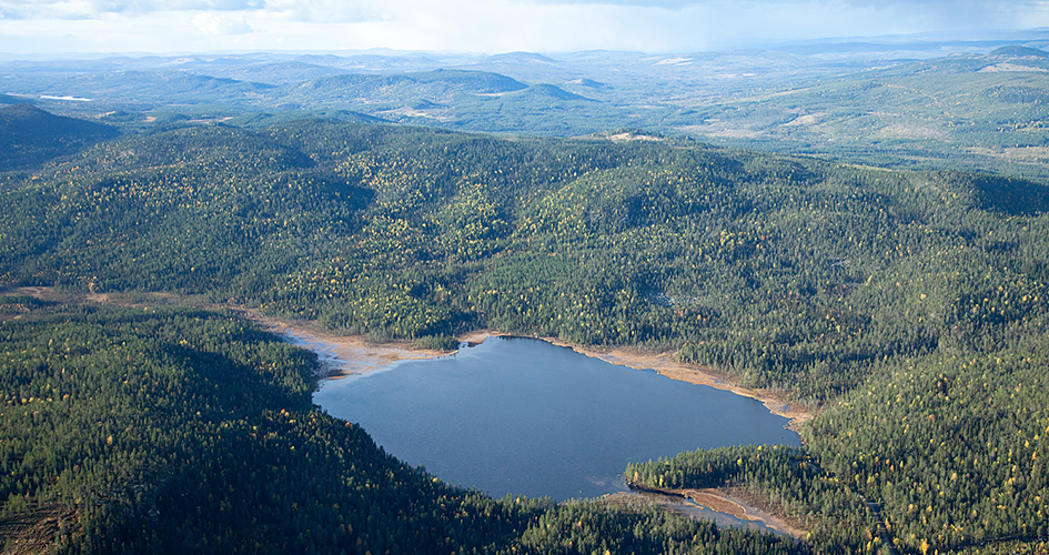 Aerial photo of Björnlandet National Park.