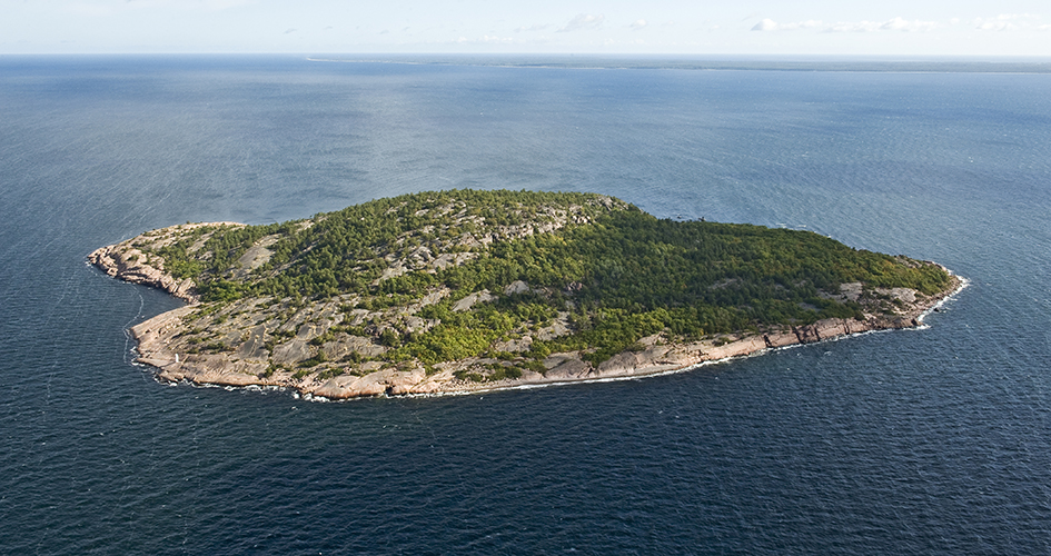 Flygbild över Blå jungfrun