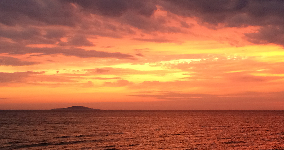 Red sunset over the water.