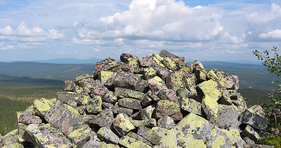 A pile of rocks on a mountain.