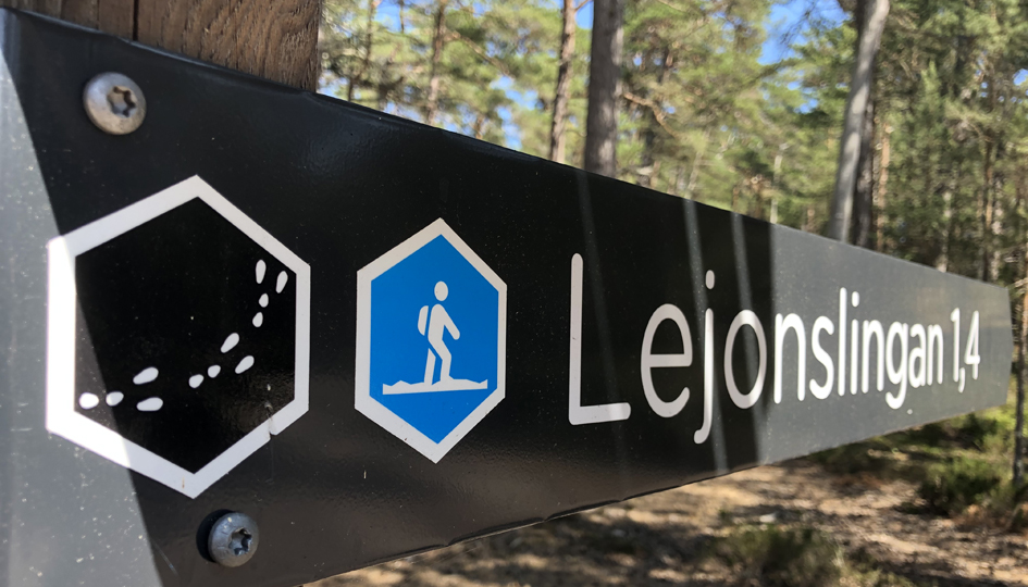 Sign with the text lejonslingan.