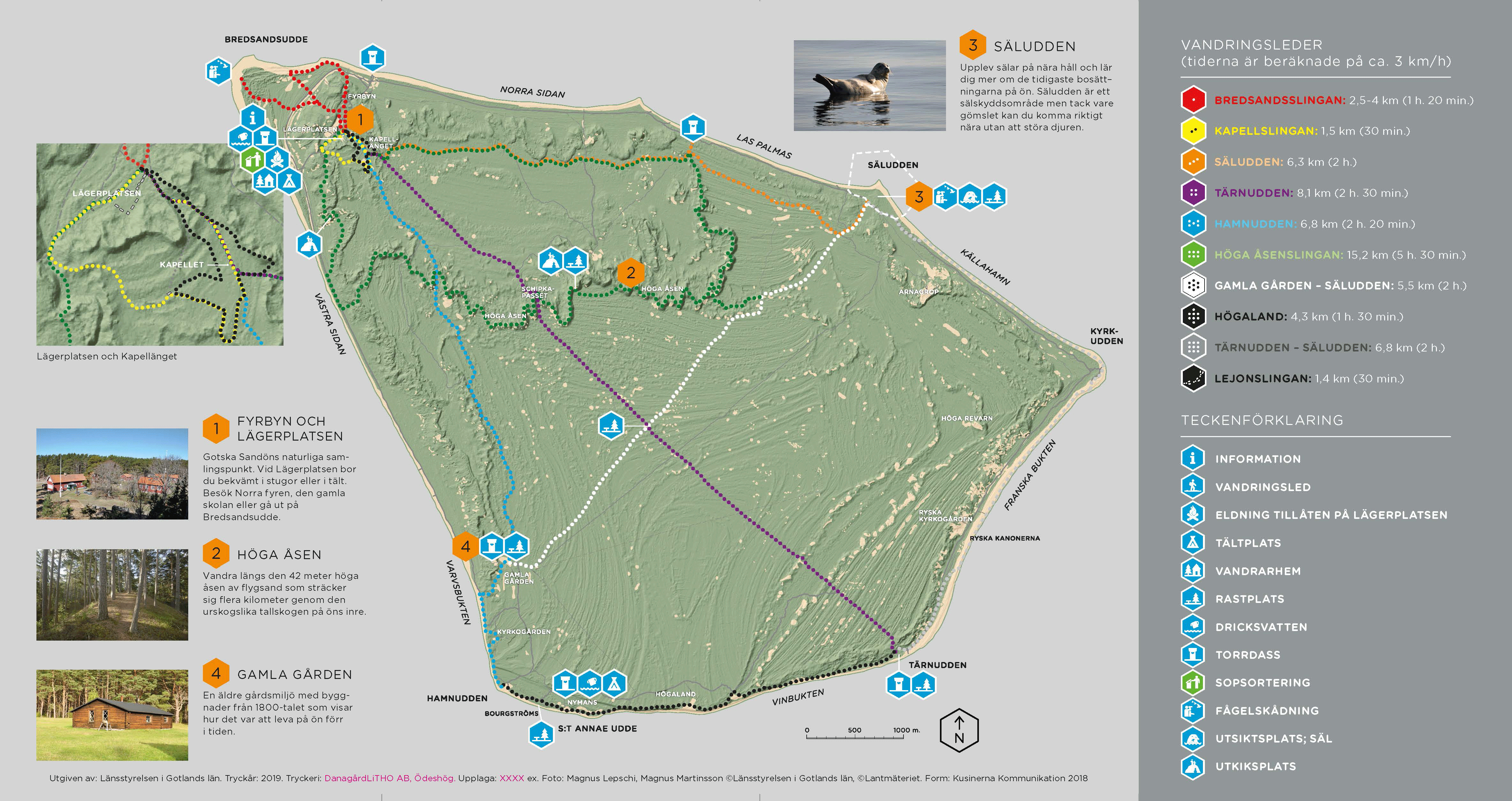 Karta över Gotska Sandöns nationalpark.