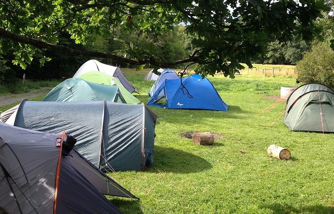 pitched tents at Liagården camp site
