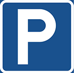 Vägskylt som visar ett stort P